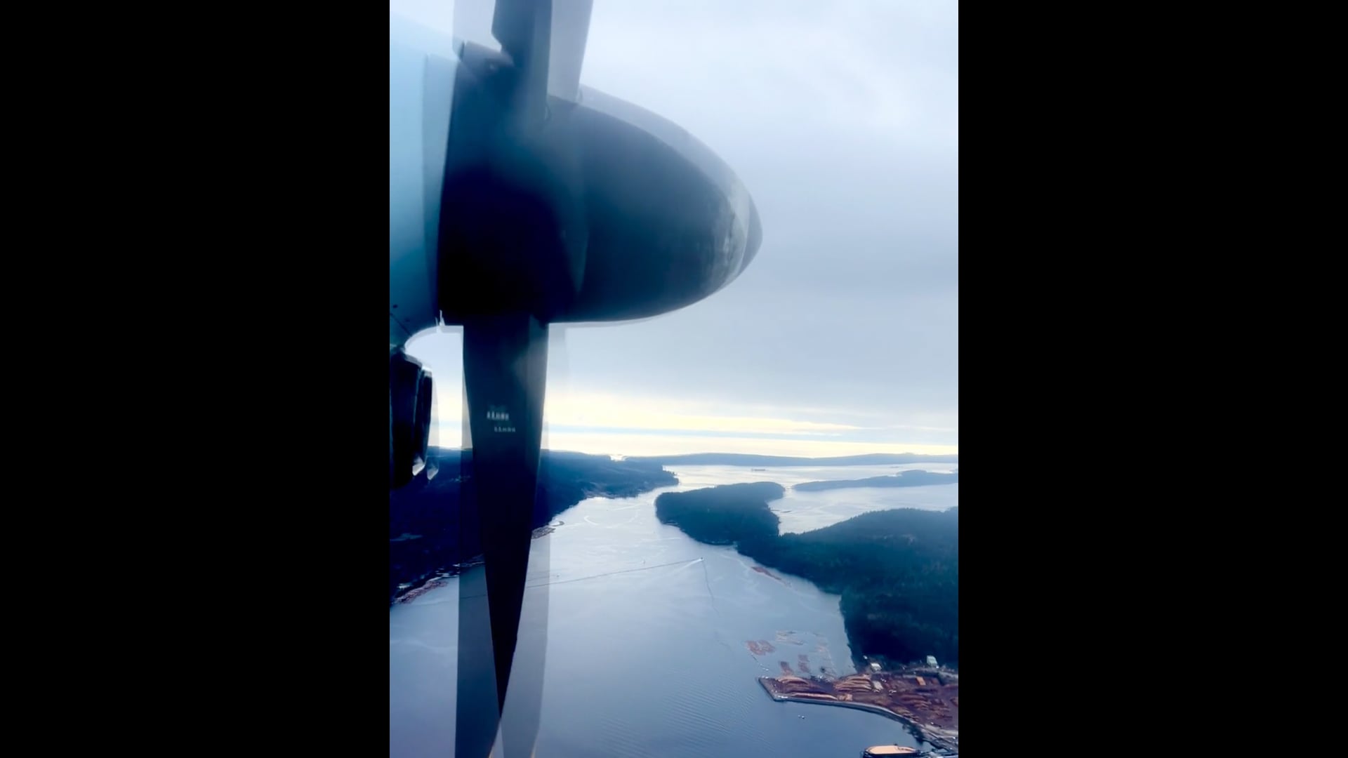 Flying over Gabriola, landing in Cassidy
